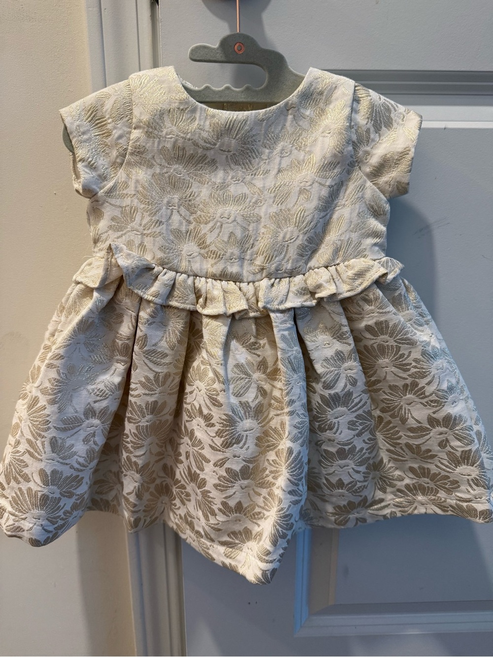 Girls Ivory Floral Jacquard Party Dress